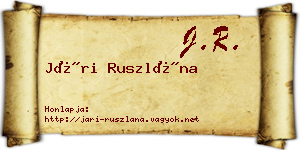 Jári Ruszlána névjegykártya